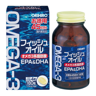 Viên uống dầu cá omega-3 hỗ trợ tim mạch Orihiro 180 viên